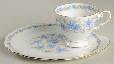 Love In The Mist Blue Snack Plate & Cup Set