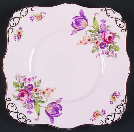 Montrose (Rim, Lt Pink Background) 9" Square Cookie Plate