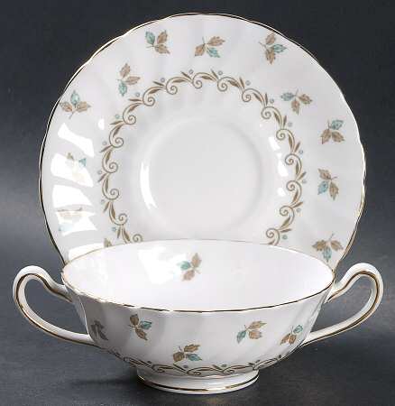 Nanette Footed Cream Soup Bowl & Saucer Set