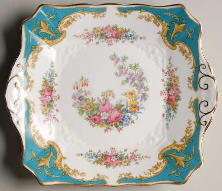 Naples Blue Square Handled Cake Plate