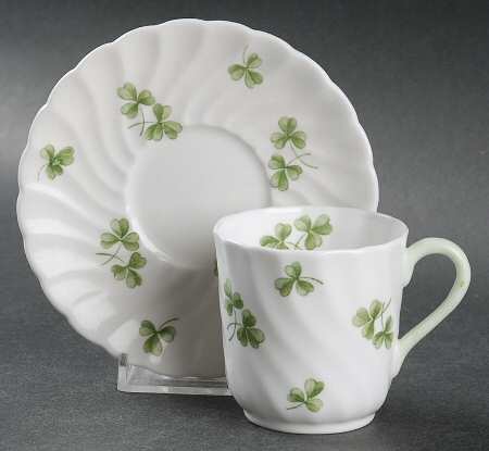 Shamrock Flat Demitasse Cup & Saucer Set