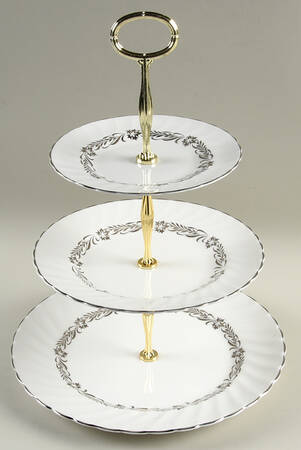 Silver Heritage 13 7/8"-14 1/4" 3-Tiered Serving Tray(DP,SP,BB) HC