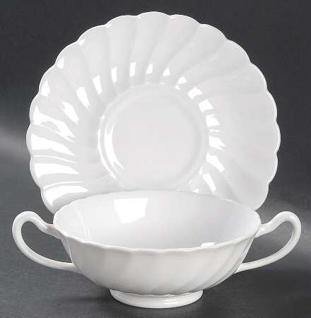 Whitecliffe Footed Cream Soup Bowl & Saucer Set