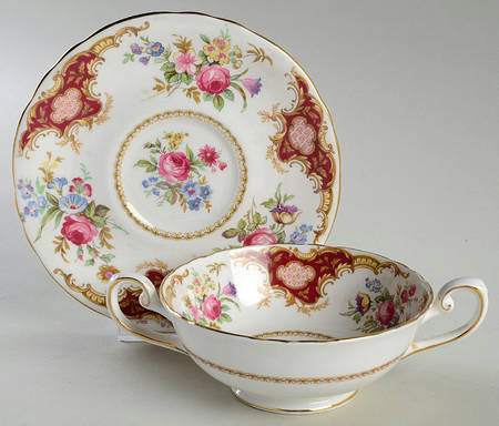 Windsor Red Footed Cream Soup Bowl & Saucer Set