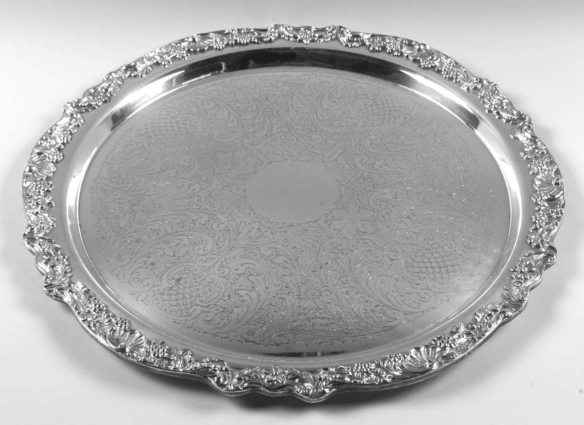 Silverplate Hollowware Large Round Silverplate Tray