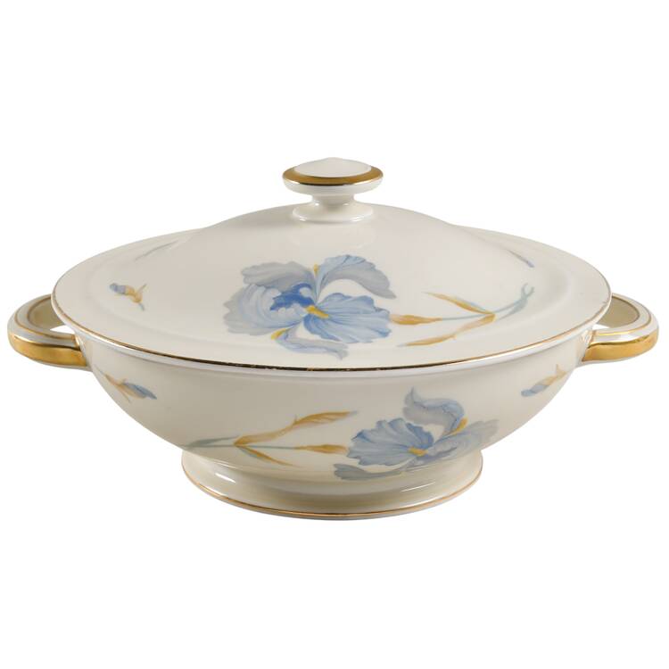 4704 (Blue Flowers) Round Covered Vegetable