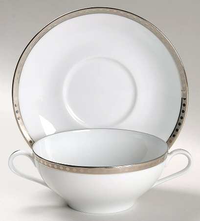 Platinum Band Flat Cream Soup Bowl & Saucer Set