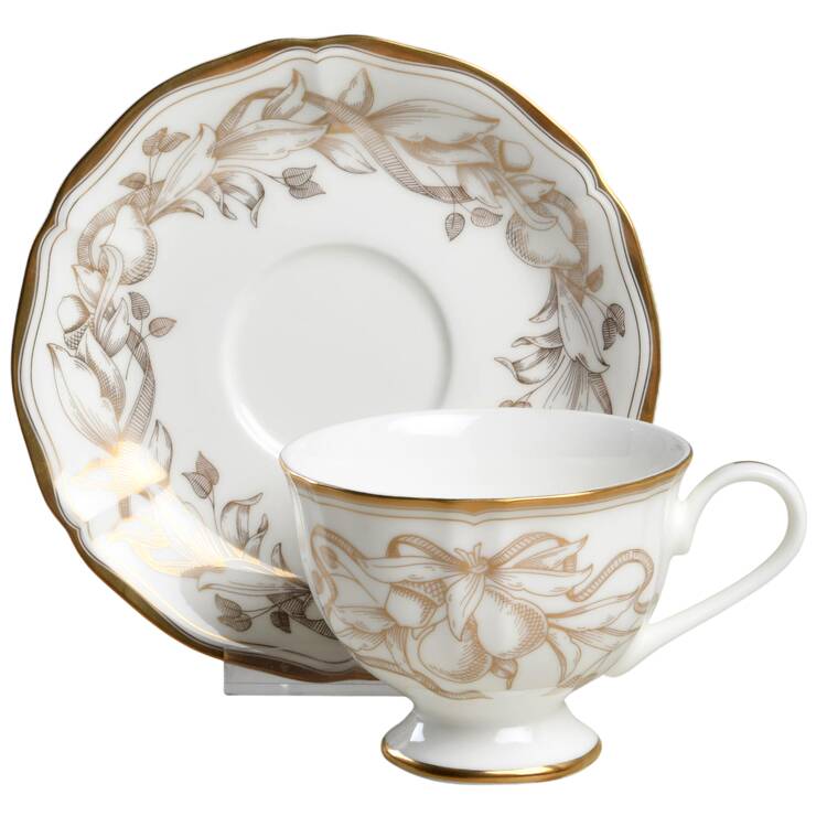 Tiffany Celebration Footed Cup & Saucer Set