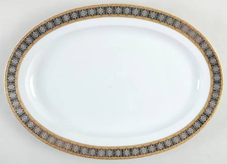 Platinum with Gold 14" Oval Serving Platter