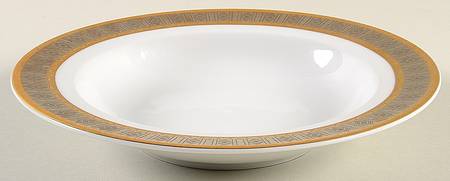 Platinum with Gold Rim Soup Bowl