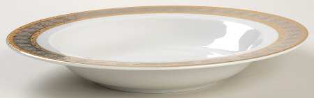 Platinum with Gold Large Rim Soup Bowl