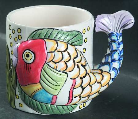 Pescada (Blue Trim) Embossed Mug