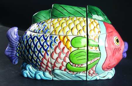 Pescada (Blue Trim) Figural Canister - Set of 3