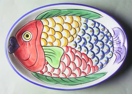 Pescada (Blue Trim) 15" Oval Serving Platter