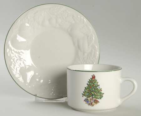 Christmas Time Flat Cup & Saucer Set