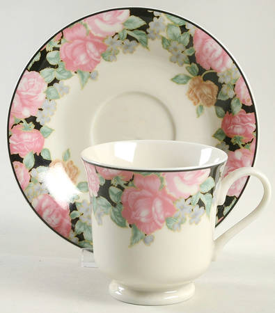 Victorian Chintz Footed Cup & Saucer Set