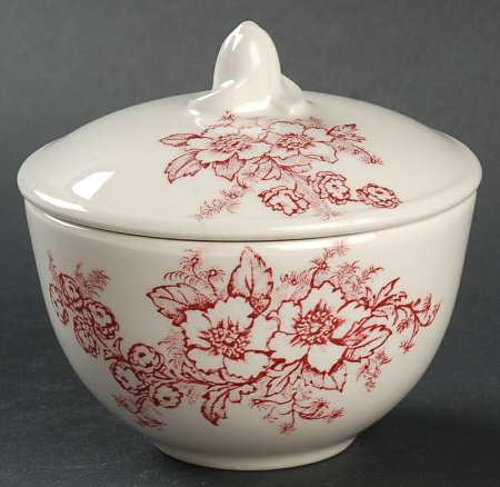 Dogwood Pink (Coupe, Smooth, White) Sugar Bowl & Lid