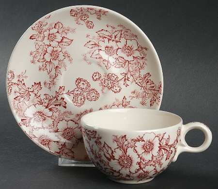 Dogwood Pink (Coupe, Smooth, White) Flat Cup & Saucer Set