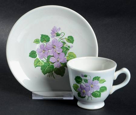 Marsh Violet Luray Footed Demitasse Cup & Saucer Set