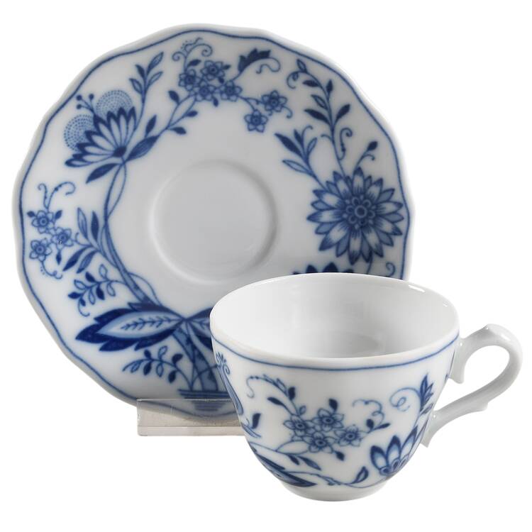 Blue Onion Flat Demitasse Cup & Saucer Set by Tirschenreuth