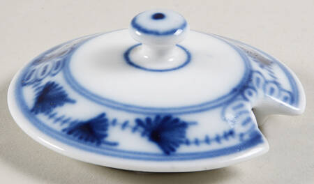 Blue Onion (Smooth) Lid for Mustard with Attached Underplate