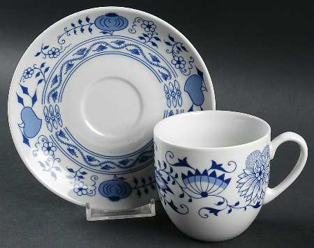 Blue Onion (Smooth) Flat Cup & Saucer Set