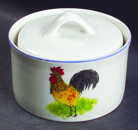 Country Barn Rooster Sugar Bowl & Lid