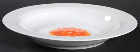 Pinwheel Orange Rim Soup Bowl