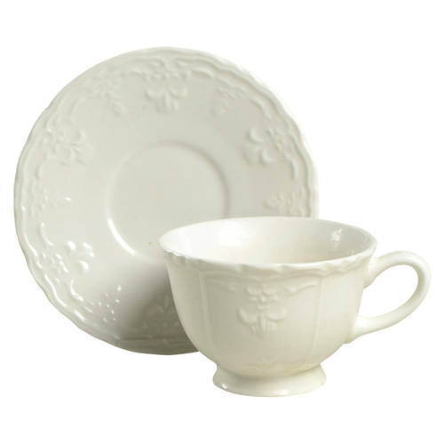 Versailles Off White Footed Cup & Saucer Set