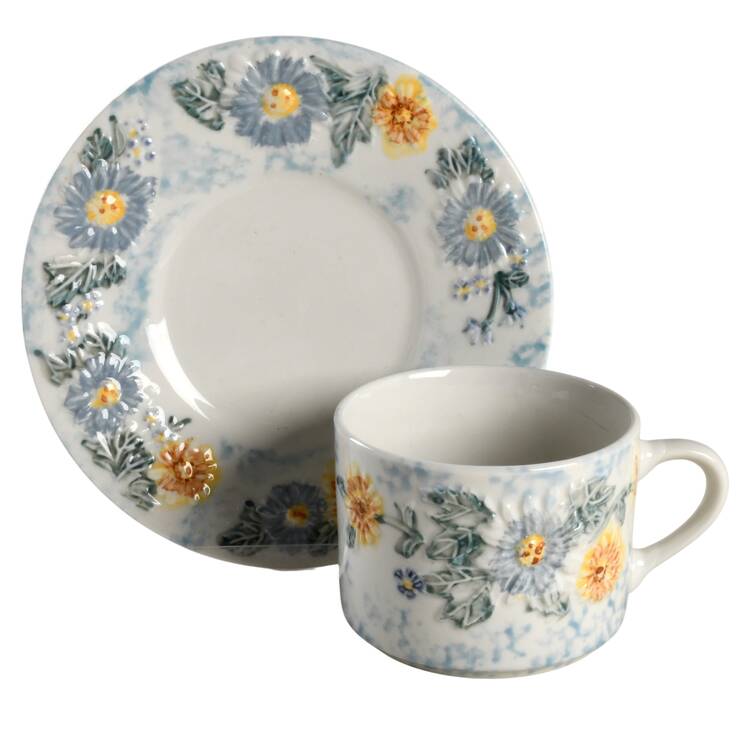 Daisy Patch Flat Cup & Saucer Set