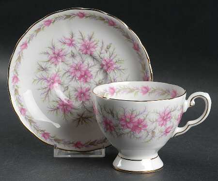 Love In The Mist Pink Footed Cup & Saucer Set