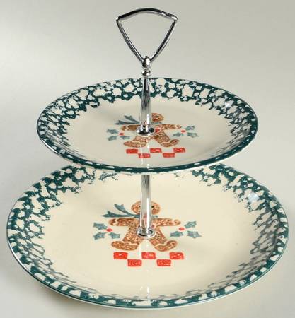 Gingerbread 2 Tiered Serving Tray (Dinner & Salad Plate)