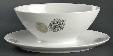 Whispering Leaves Gravy Boat with Attached Underplate