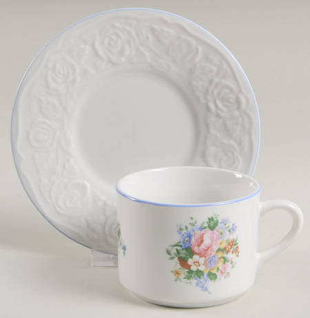 Victorian Rose Flat Cup & Saucer Set