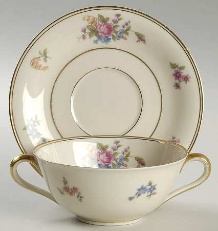 Queensrose (Smooth #159) Flat Cream Soup Bowl & Saucer Set