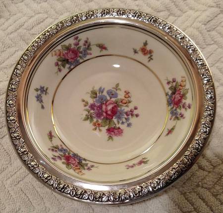 Queensrose (Smooth #159) Fruit/Dessert (Sauce) Bowl W/Sterling Rim