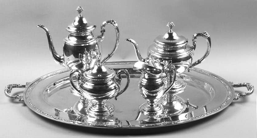 Traditional (Sterling Hollowware) 5 Piece Tea Set (SCP, STP, SCR, SSU, WTL)