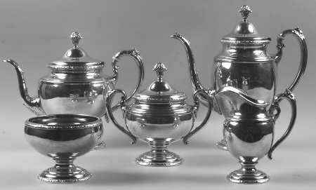 Traditional (Sterling Hollowware) 5 Piece Tea Set (SCP, STP, SCR, SSU, SWB)