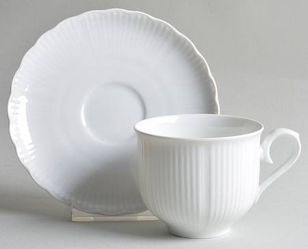 Salzburg White Flat Cup & Saucer Set