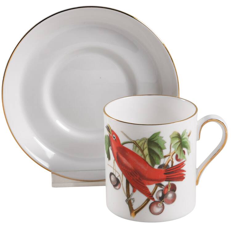 Audubon Birds Flat Demitasse Cup & Saucer Set