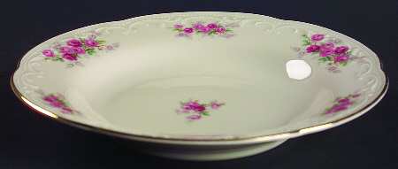 Mozart (Pink Roses-Cream) Rim Soup Bowl