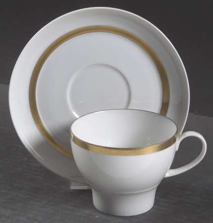 Gold Band (Rim) Flat Cup & Saucer Set