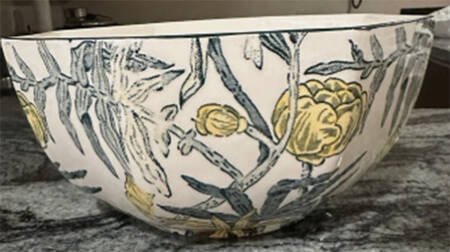 Yellow Flowers 9" Octagonal Vegetable Bowl