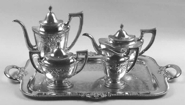 76X5C (Sterling, Hollowware) 5 Piece Tea Set (SCP, STP, SCR, SSU, PWTL)