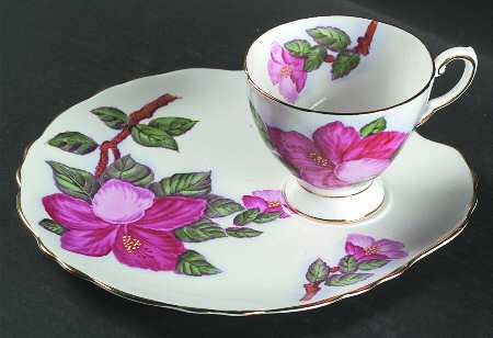 Red Hibiscus Snack Plate & Cup Set