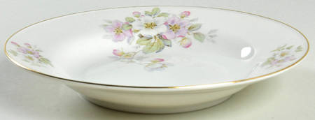 Apple Blossom (Cream Background) Rim Soup Bowl