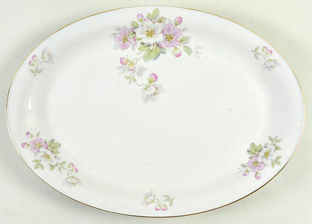 Apple Blossom (Cream Background) 15" Oval Serving Platter