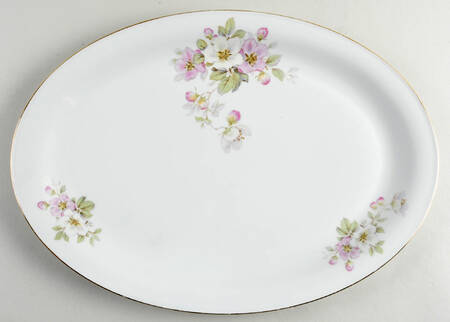 Apple Blossom (Cream Background) 16" Oval Serving Platter