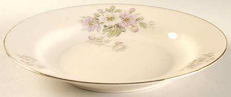 Apple Blossom (Cream Background) Large Rim Soup Bowl