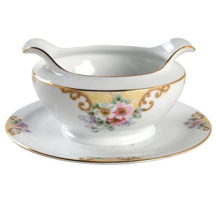 THU163 Round Gravy Boat/Attached Underplate